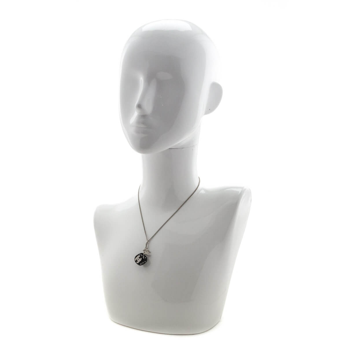 Chanel Silver & Black Crystal CC Dice Pendant Necklace
