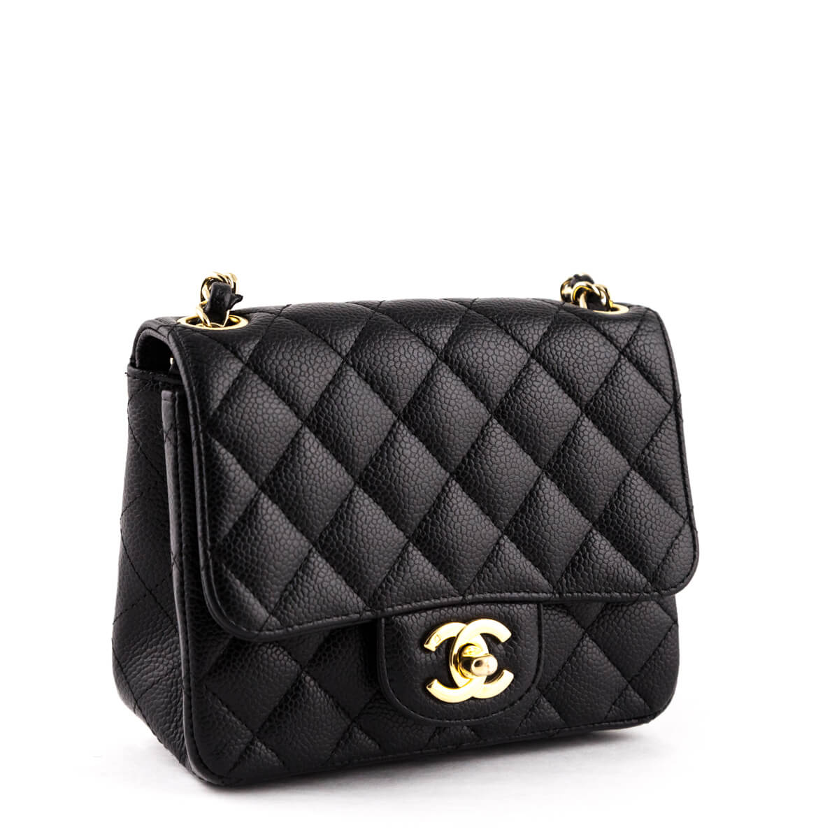 Chanel Black Quilted Caviar Mini Square Flap Bag