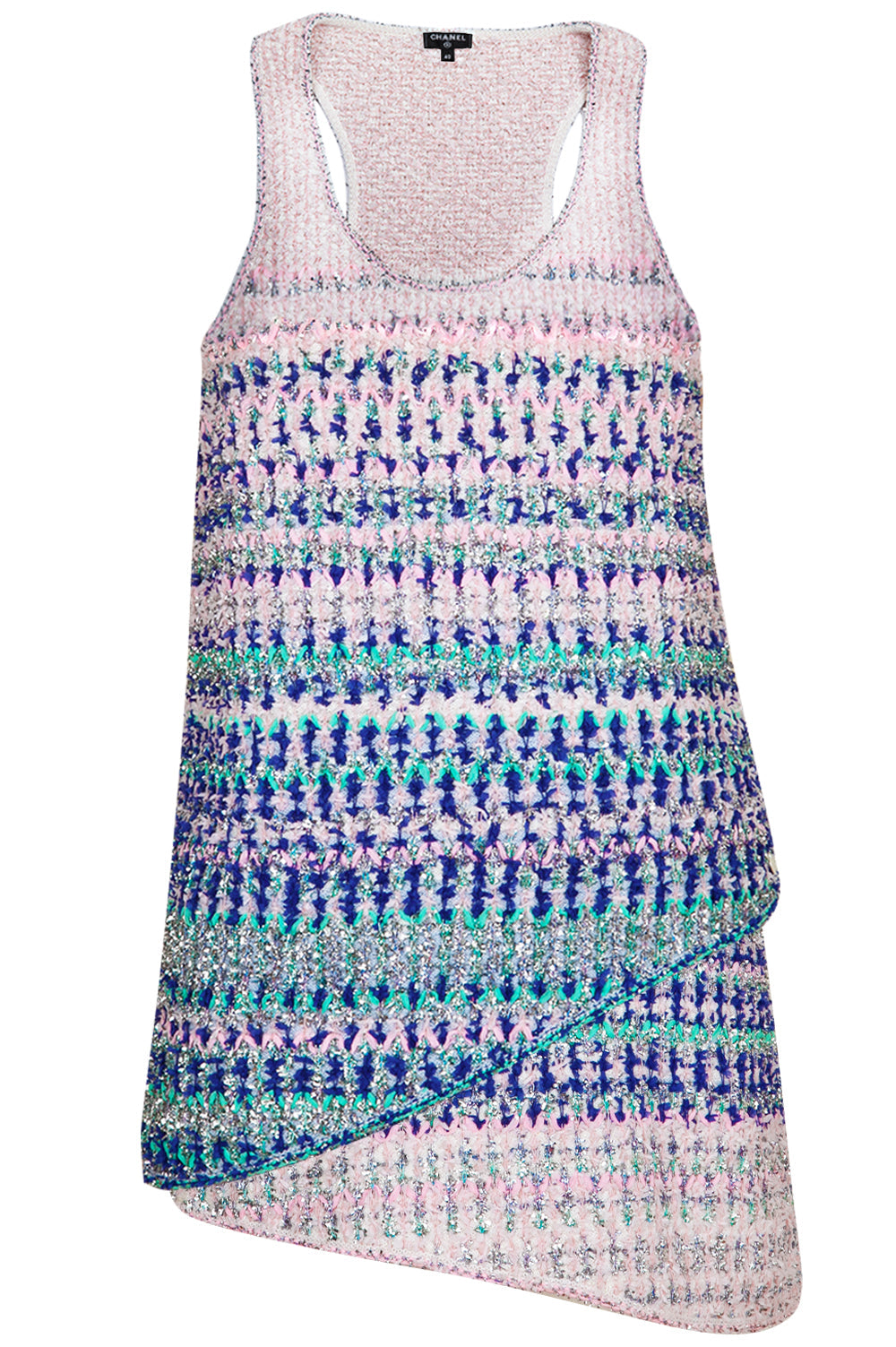 CHANEL Two Piece Tweed Pink Blue