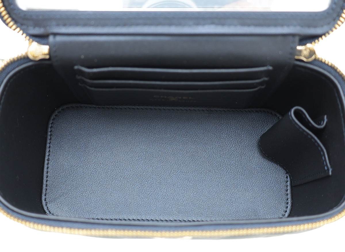 Chanel Metallic Blue Vanity Top Handle Small Bag