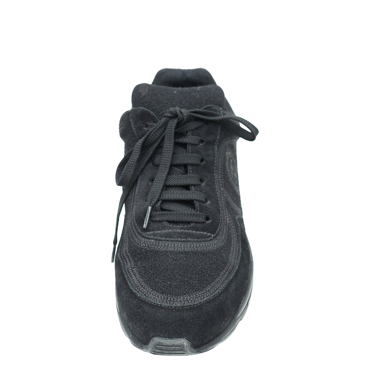 Chanel Black CC Suede Trainer Sneaker 38
