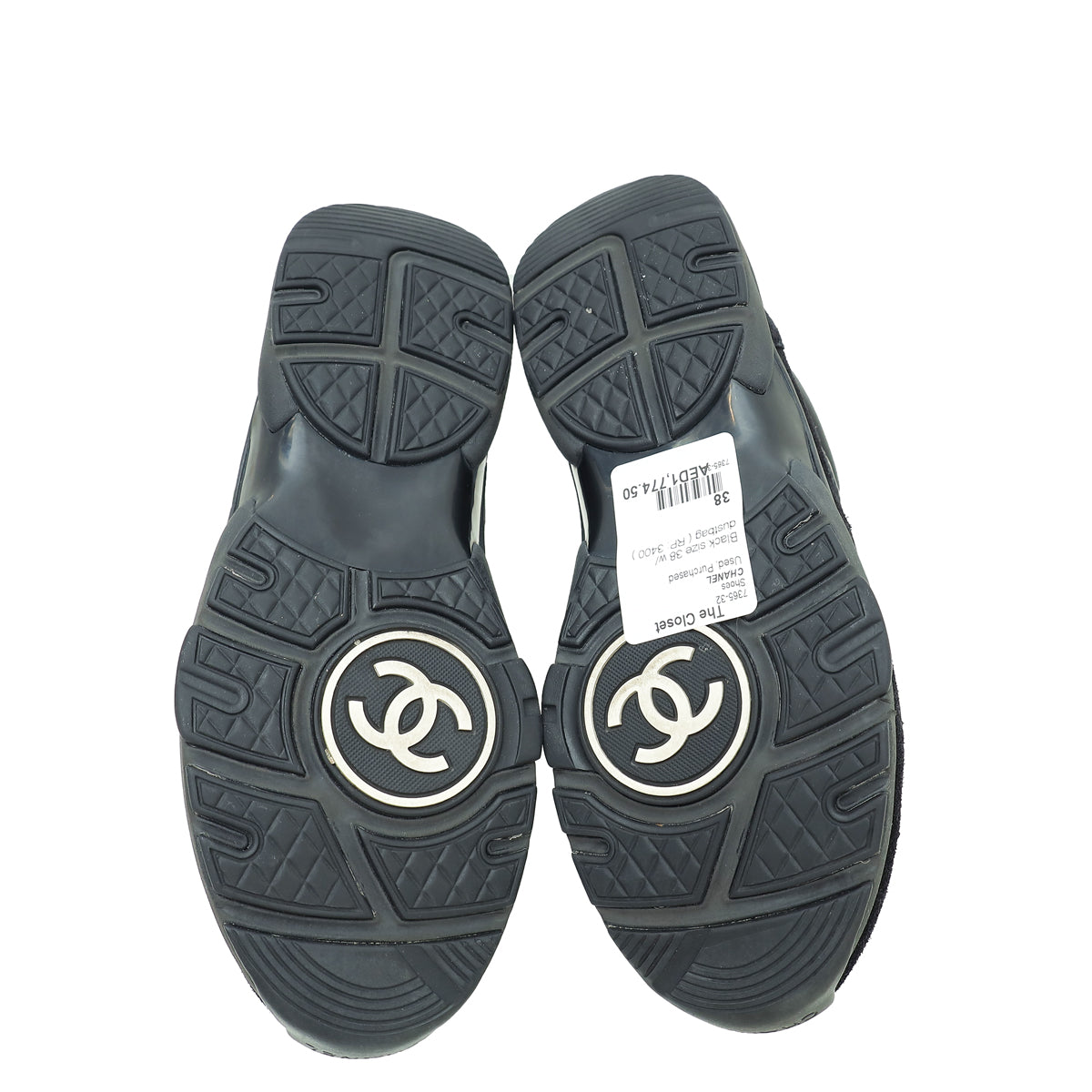 Chanel Black CC Lace Up Sneakers 38