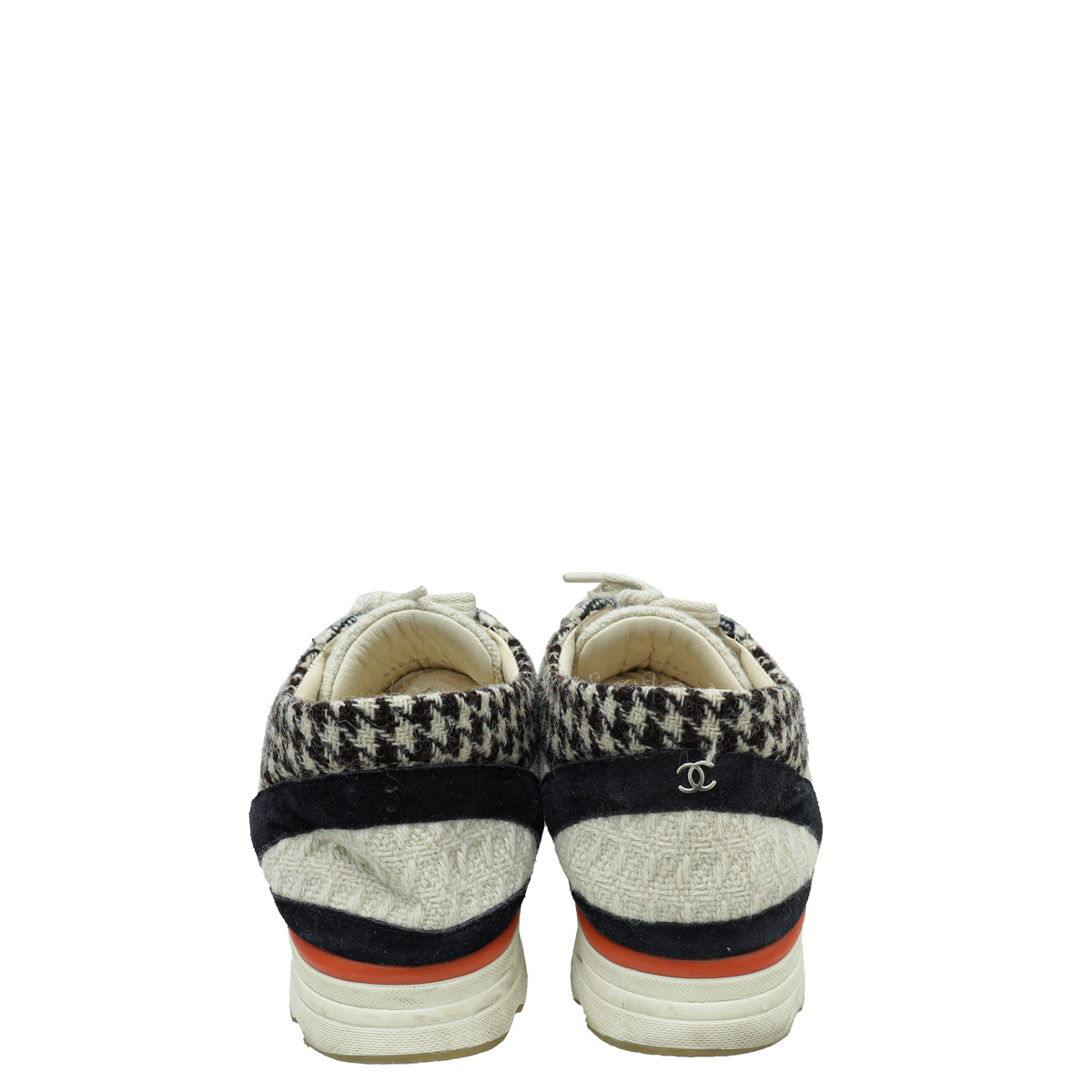 Chanel Light Grey Multicolor Tweed Suede Lace Up Sneakers 40