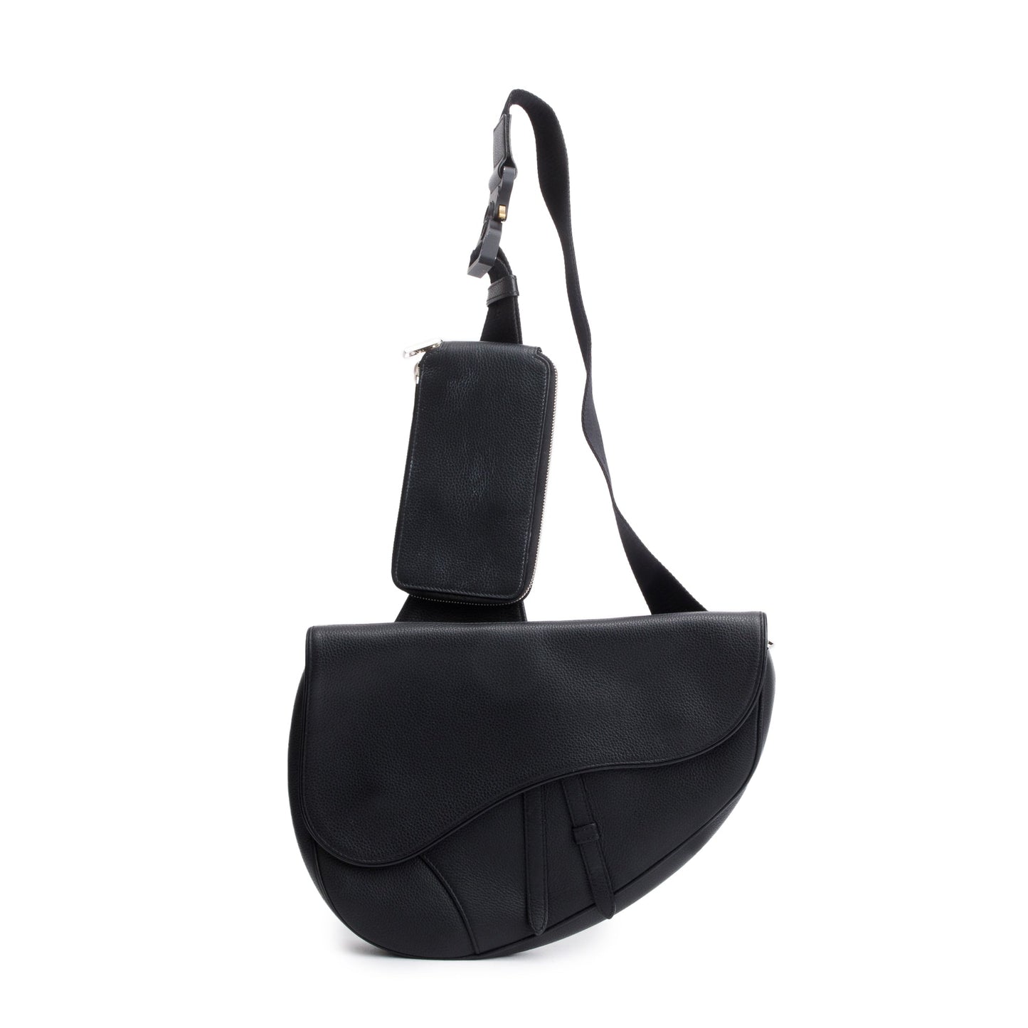 Christian 2020 Dior Black Leather Saddle Bag