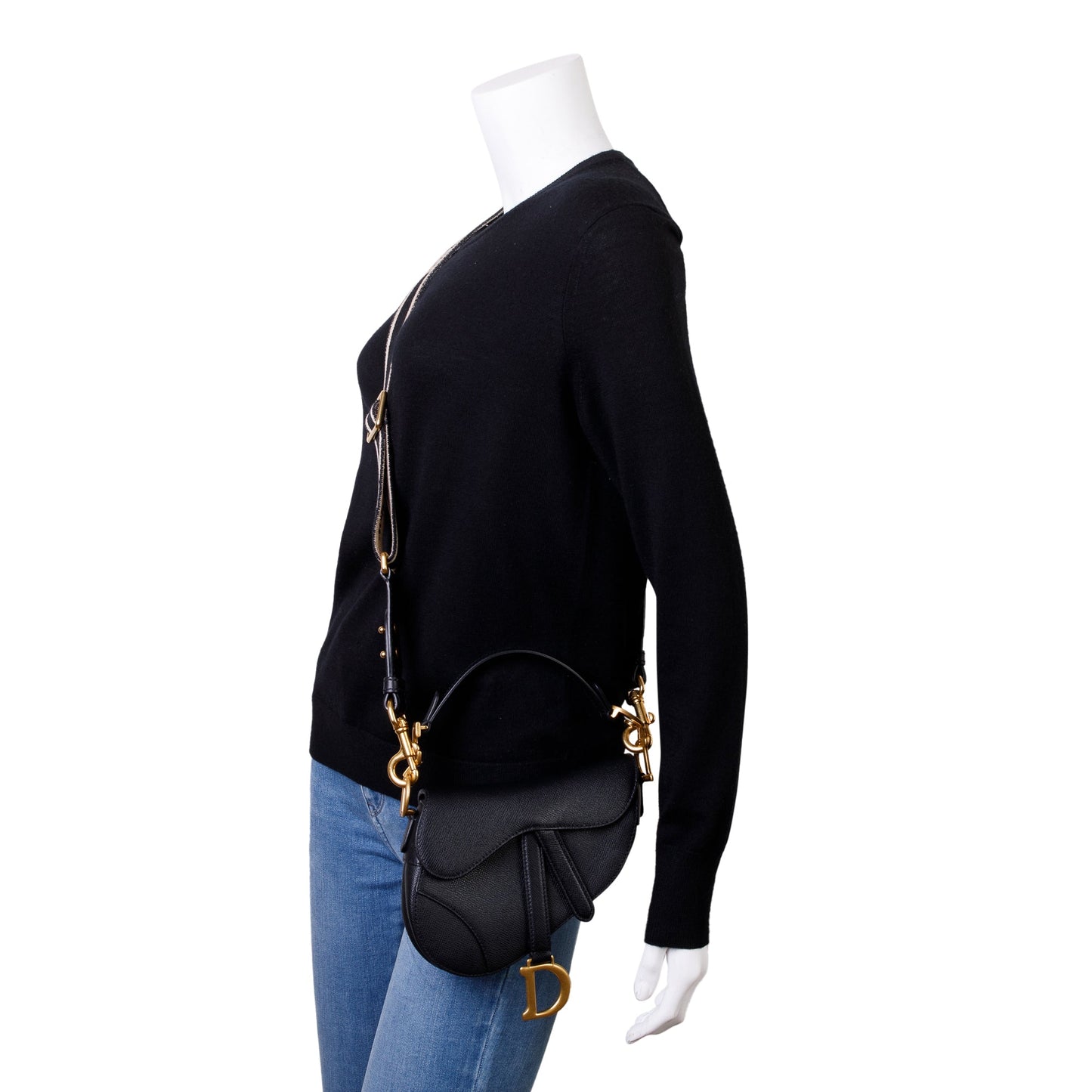 Christian Dior 2020 Black Calfskin Leather Mini Saddle Bag