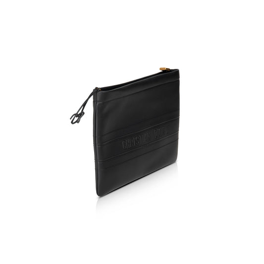 Christian Dior 2020 Leather Logo Zip Clutch