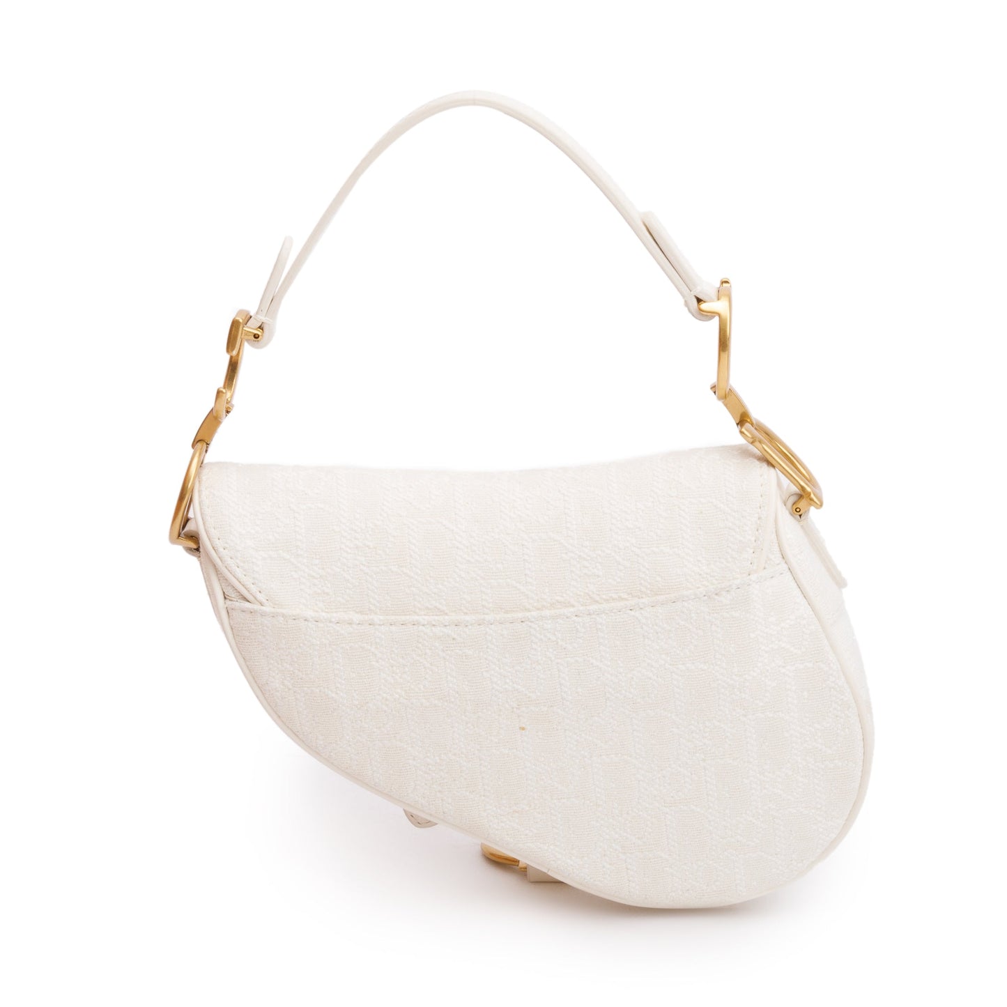 Christian Dior 2020 White Oblique Mini Saddle Bag