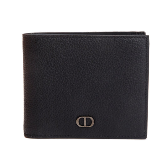 Christian Dior 2021 Black Grained Leather CD Icon Bifold Wallet