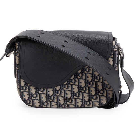 Christian Dior 2021 Black Oblique Mini Saddle Messenger Bag