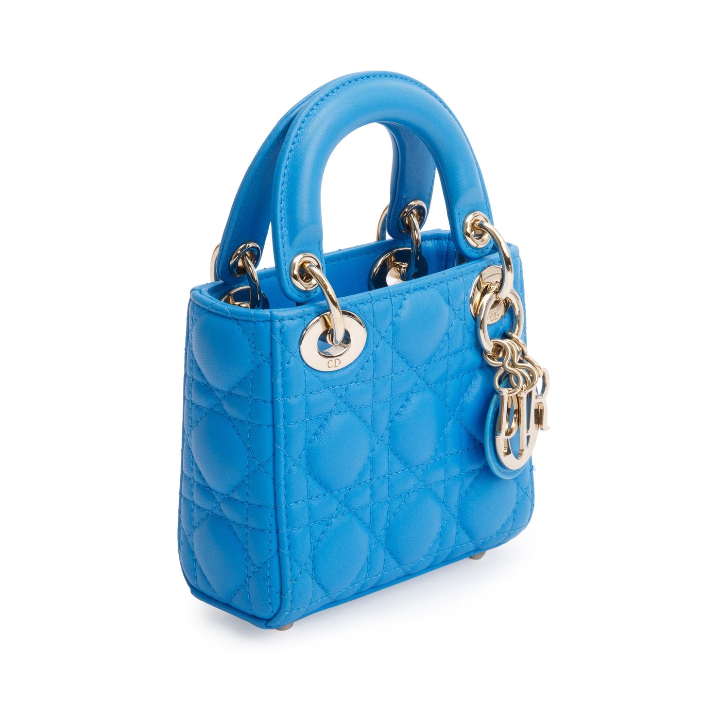 Christian Dior 2021 Blue Leather Micro Lady Dior Bag