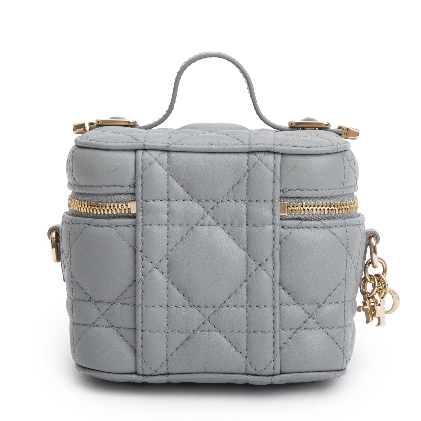 Christian Dior 2021 Grey Cannage Leather Micro Lady Dior Vanity Case