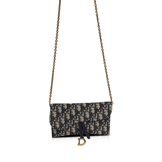 Christian Dior 2021 Oblique Saddle Wallet on Chain
