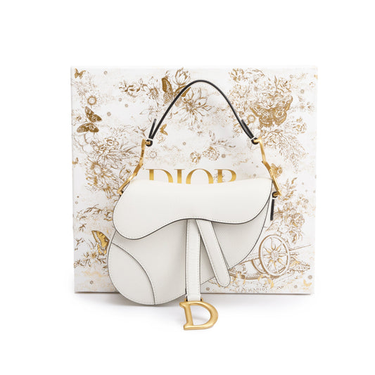 Christian Dior 2021 White Calfskin Leather Mini Saddle Bag