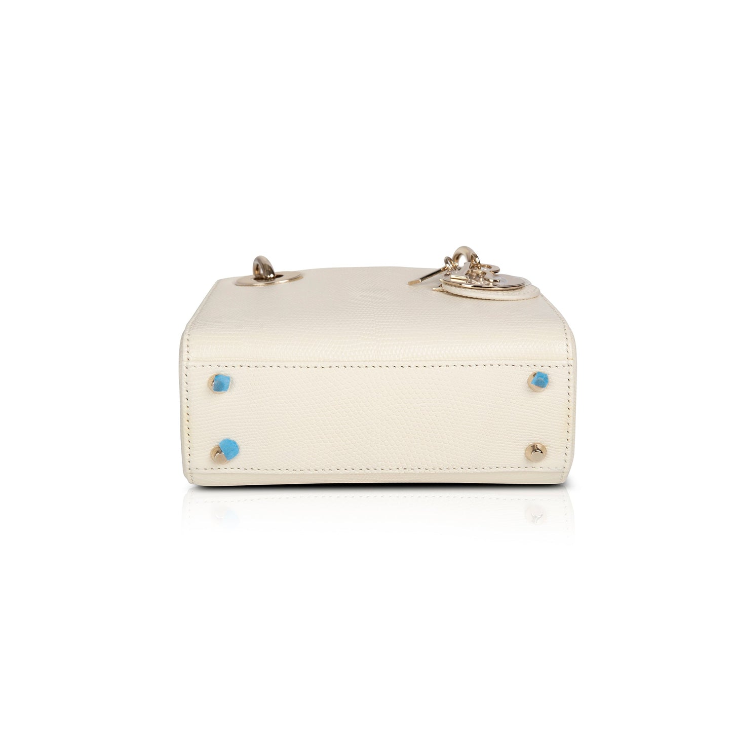 Christian Dior 2021 White Lizard Mini Lady Dior Bag