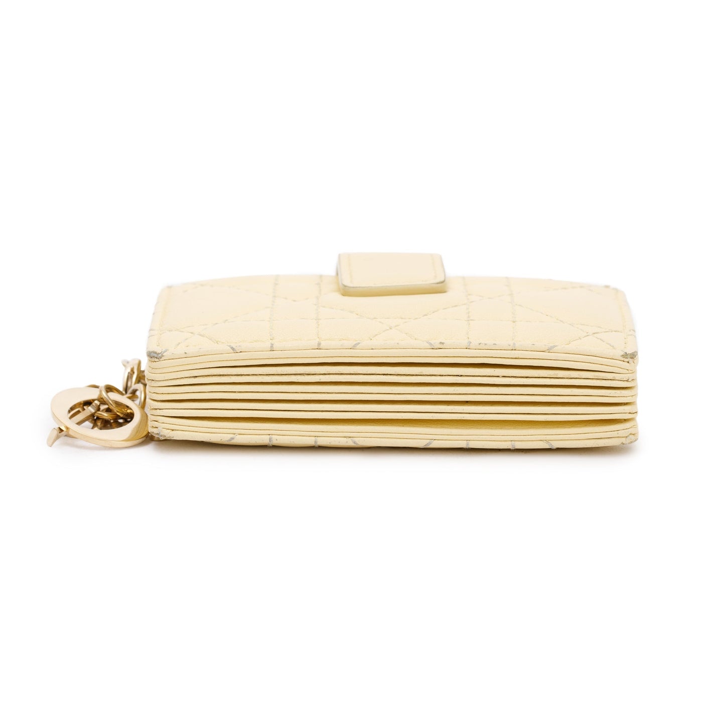 Christian Dior 2021 Yellow Cannage Lambskin Leather Lady Dior 5-Gusset Card Holder