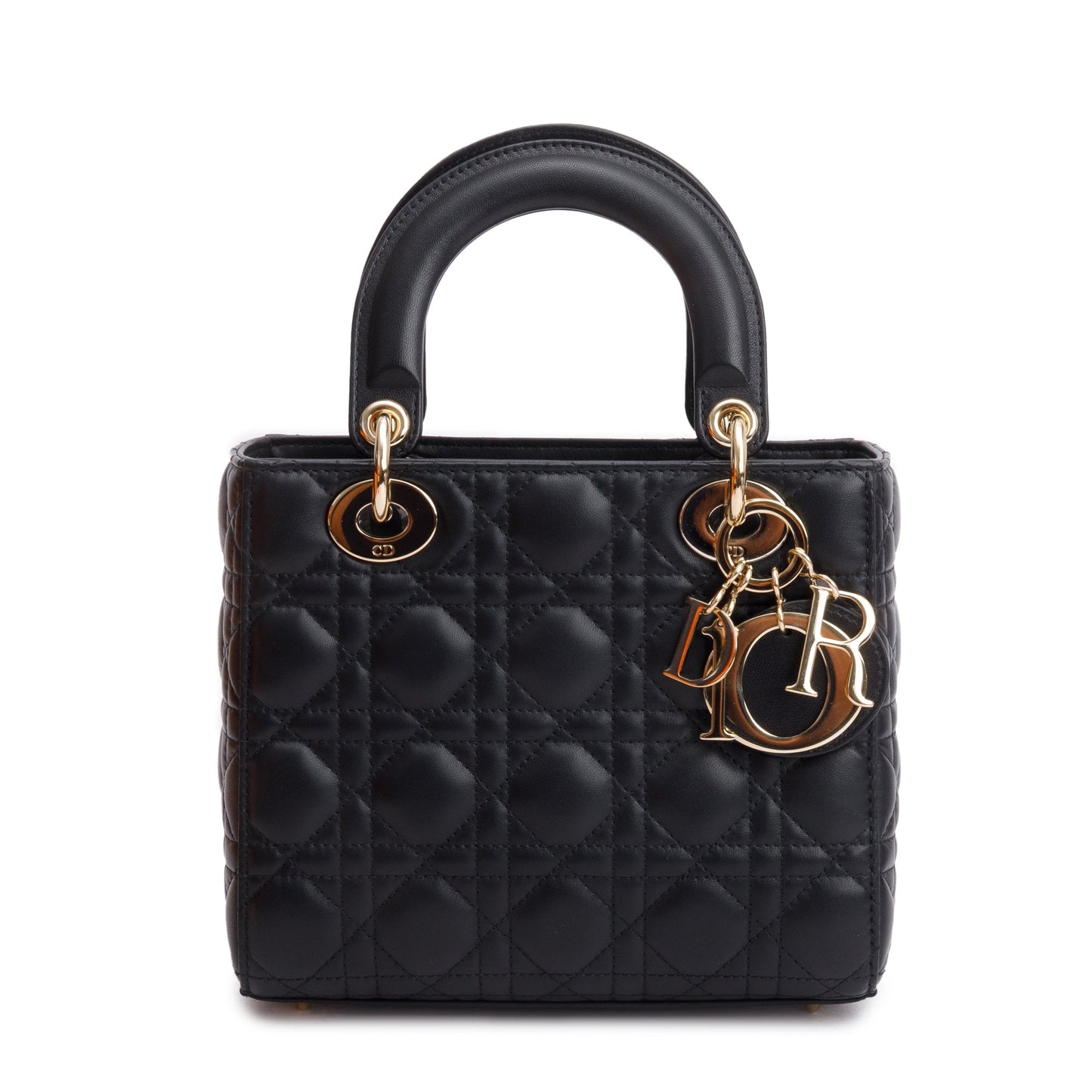 Christian Dior 2022 Black Cannage Lambskin Leather Small Lady Dior Bag