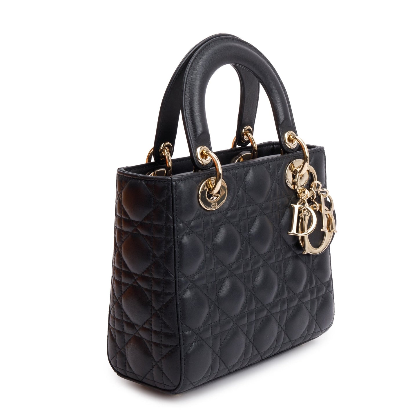 Christian Dior 2022 Black Cannage Lambskin Leather Small Lady Dior Bag