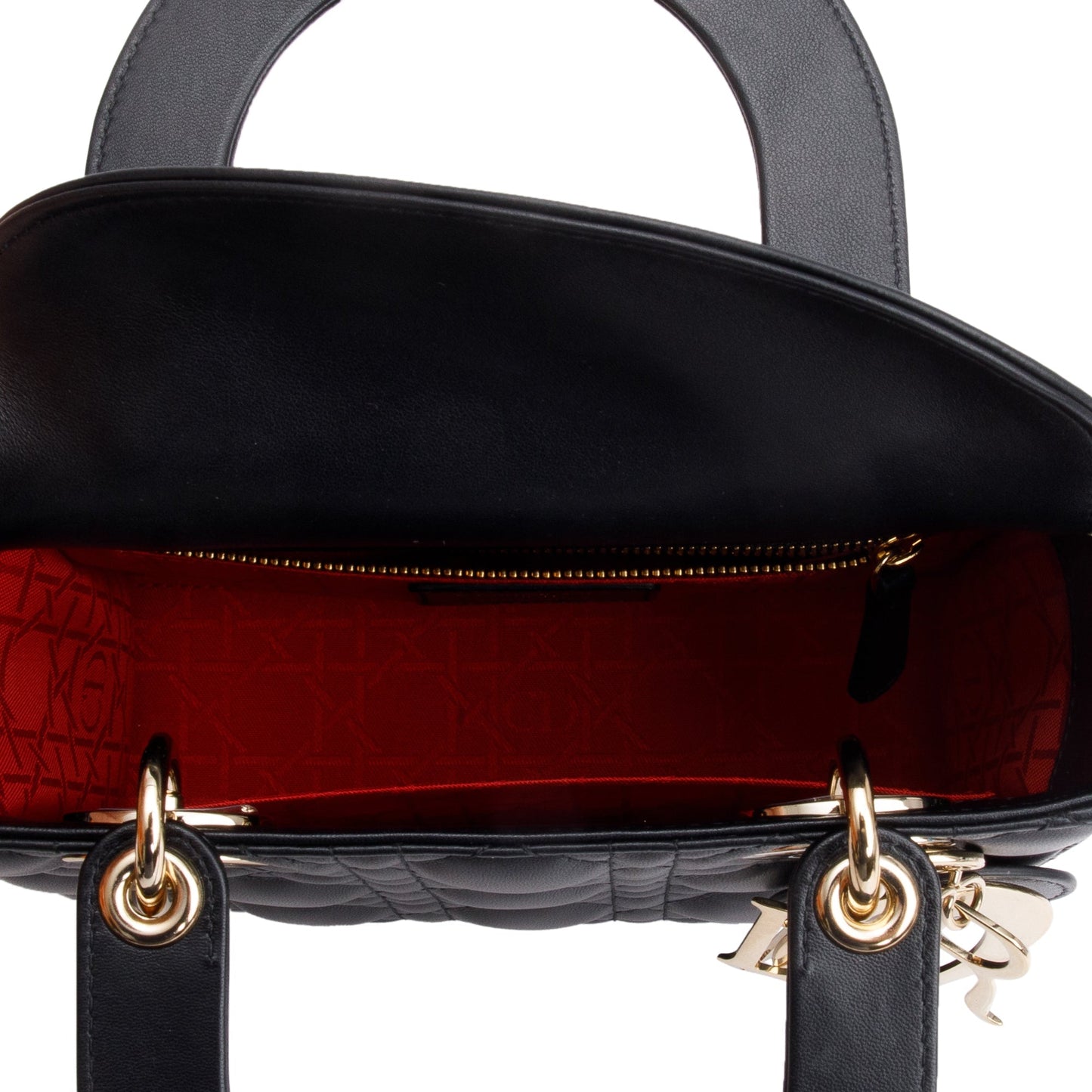 Christian Dior 2022 Black Cannage Lambskin Leather Small Lady Dior Bag
