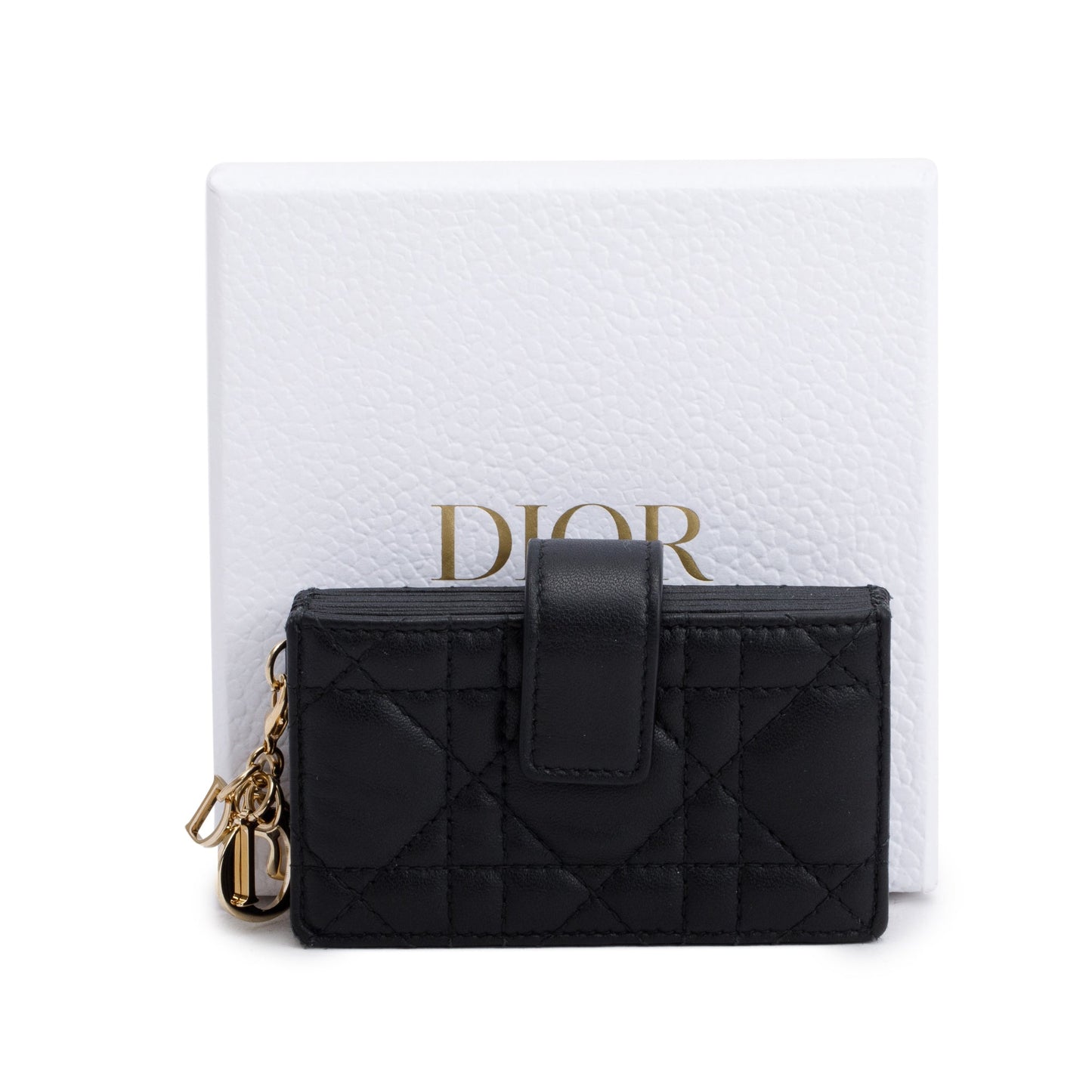 Christian Dior 2022 Black Cannage Leather Lady Dior Jasmin Card Holder