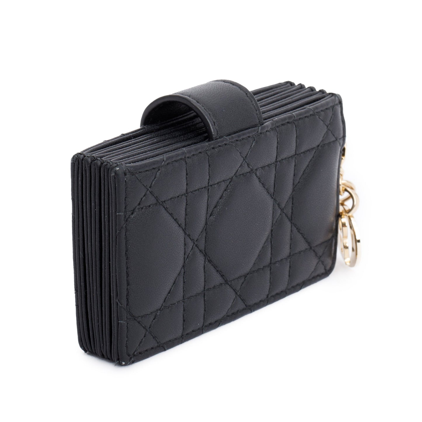 Christian Dior 2022 Black Cannage Leather Lady Dior Jasmin Card Holder