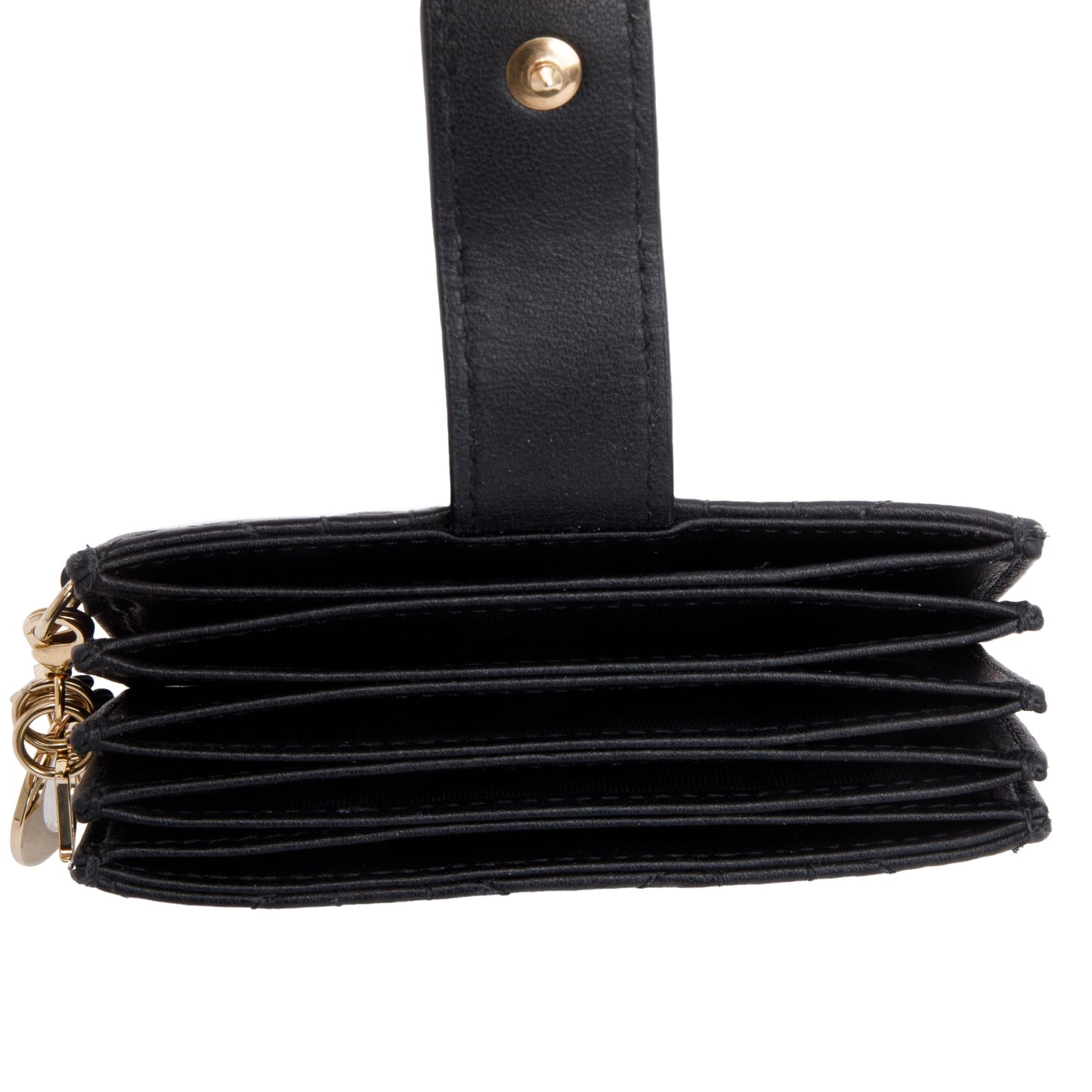 Christian Dior 2022 Black Cannage Leather Lady Dior Jasmin Card Holder