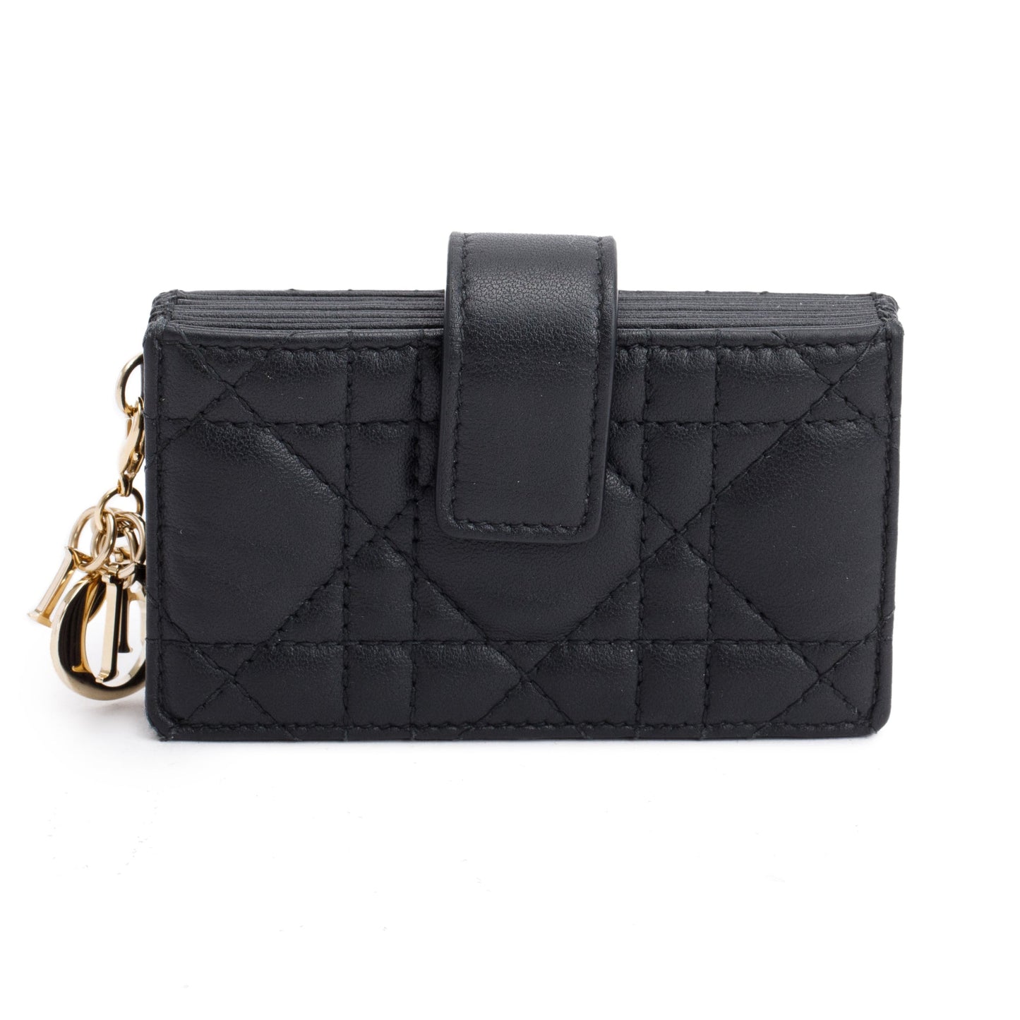 Christian Dior 2022 Black Cannage Leather Lady Dior Jasmin Card Holder