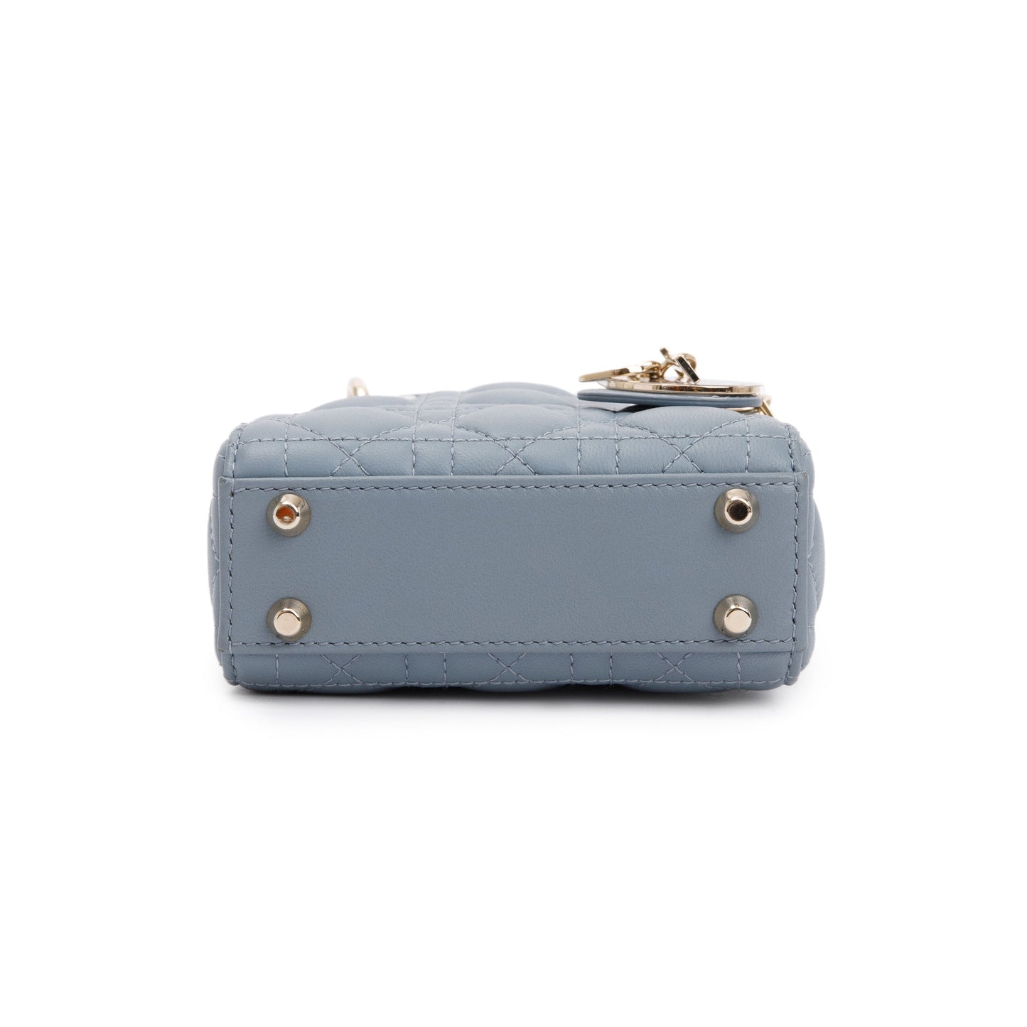 Christian Dior 2022 Blue Cannage Lambskin Leather Micro Lady Dior Bag