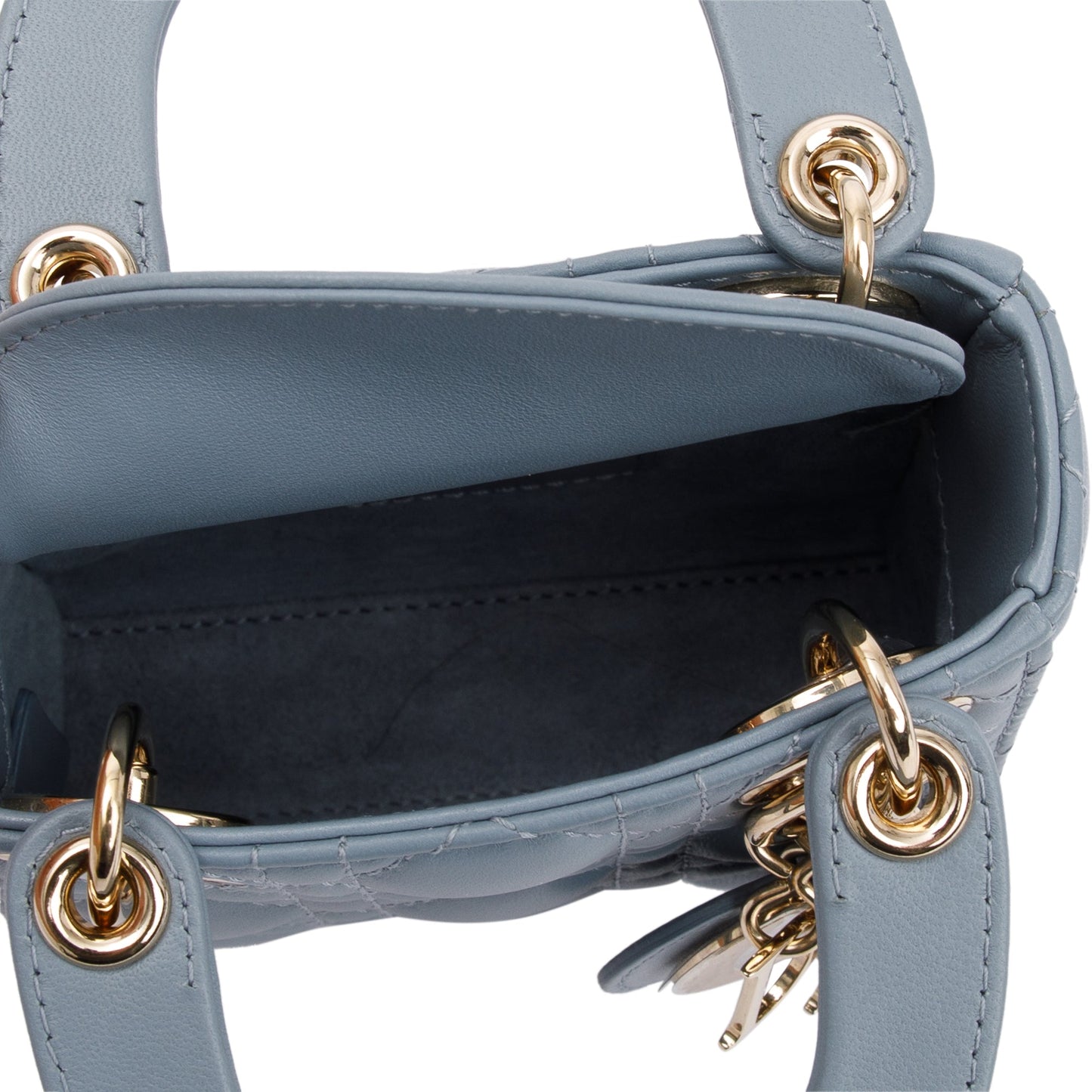 Christian Dior 2022 Blue Cannage Lambskin Leather Micro Lady Dior Bag