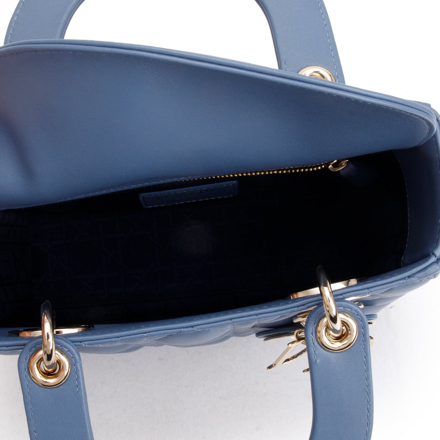 Christian Dior 2022 Blue Cannage Lambskin Leather Small Lady Dior Bag