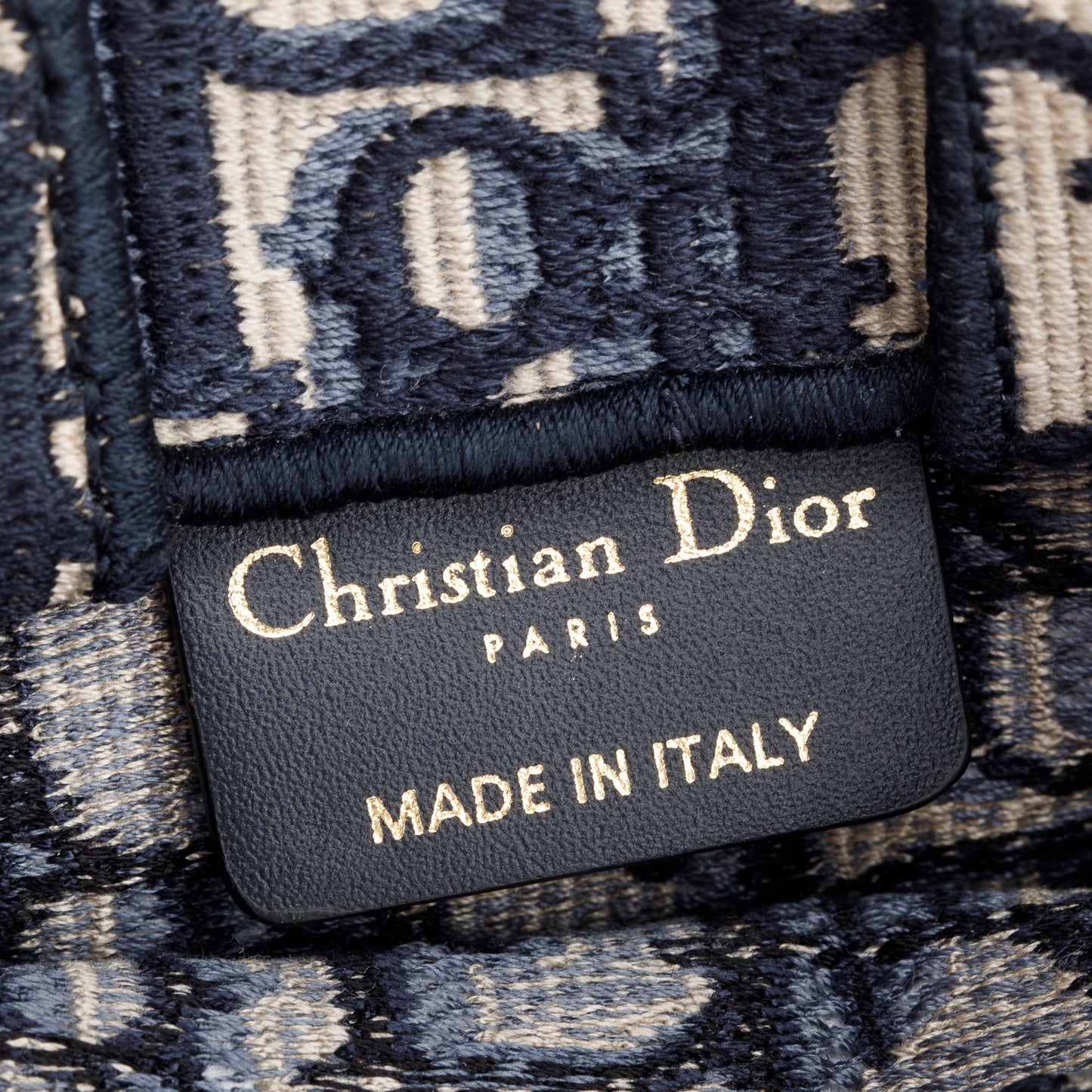 Christian Dior 2022 Blue Oblique Embroidery Mini Vertical Book Tote