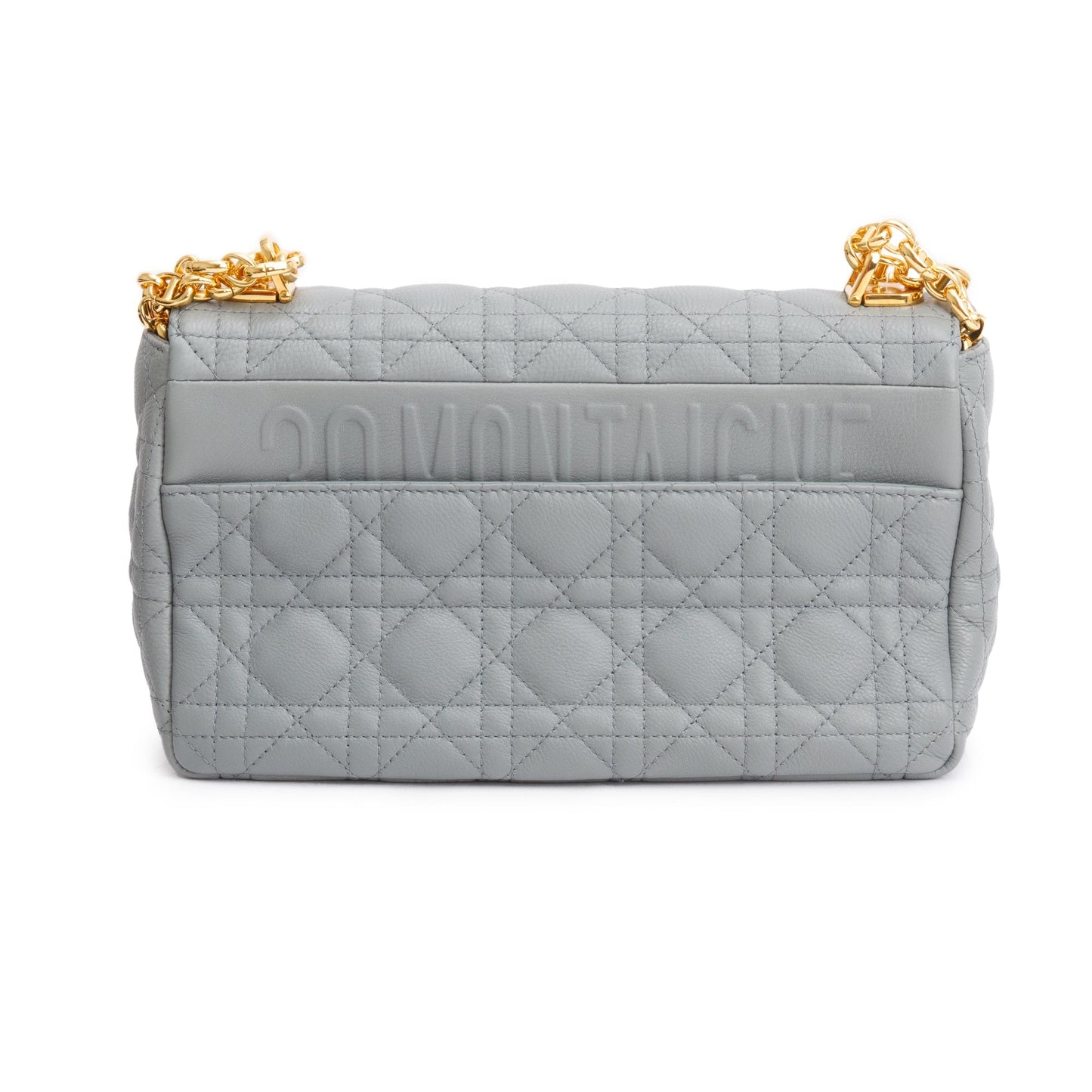 Christian Dior 2022 Grey Supple Cannage Calfskin Leather Medium Dior Caro Bag