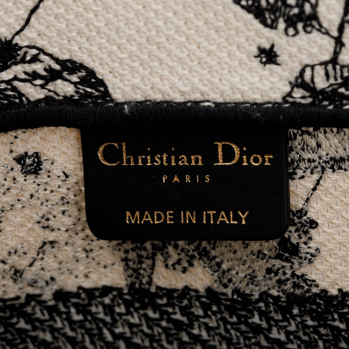 Christian Dior 2022 Latte & Black Toile de Jouy Zodiac Embroidery Small Book Tote