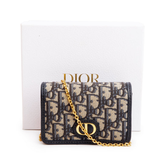 Christian Dior 2022 Navy Oblique Nano 30 Montaigne 2-In-1 Pouch Bag