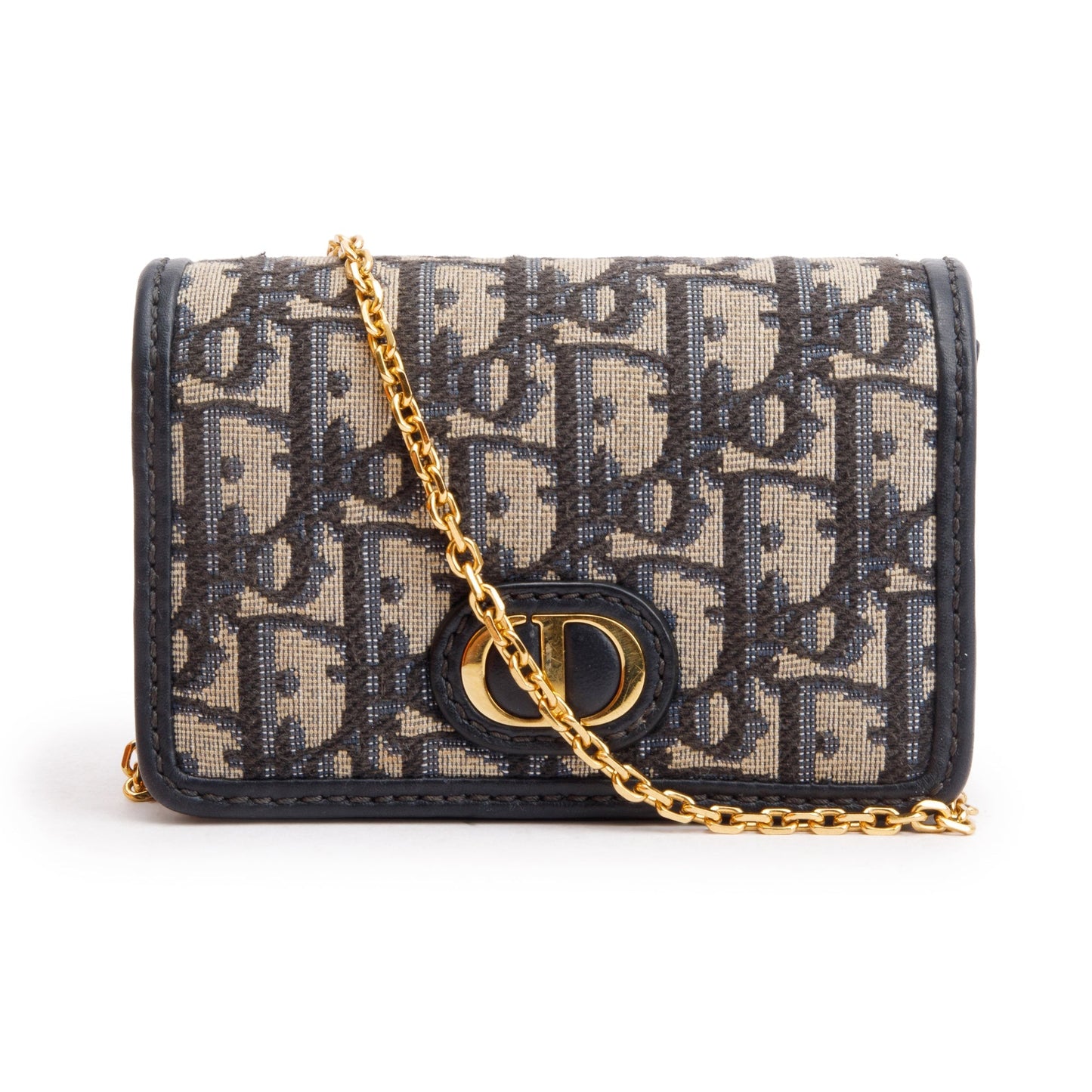 Christian Dior 2022 Navy Oblique Nano 30 Montaigne 2-In-1 Pouch Bag