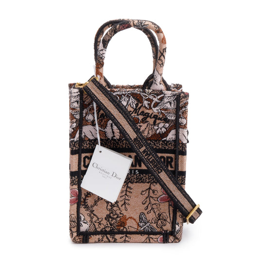 Christian Dior 2022 Pink Jardin Magique Embroidered Mini Vertical Book Tote