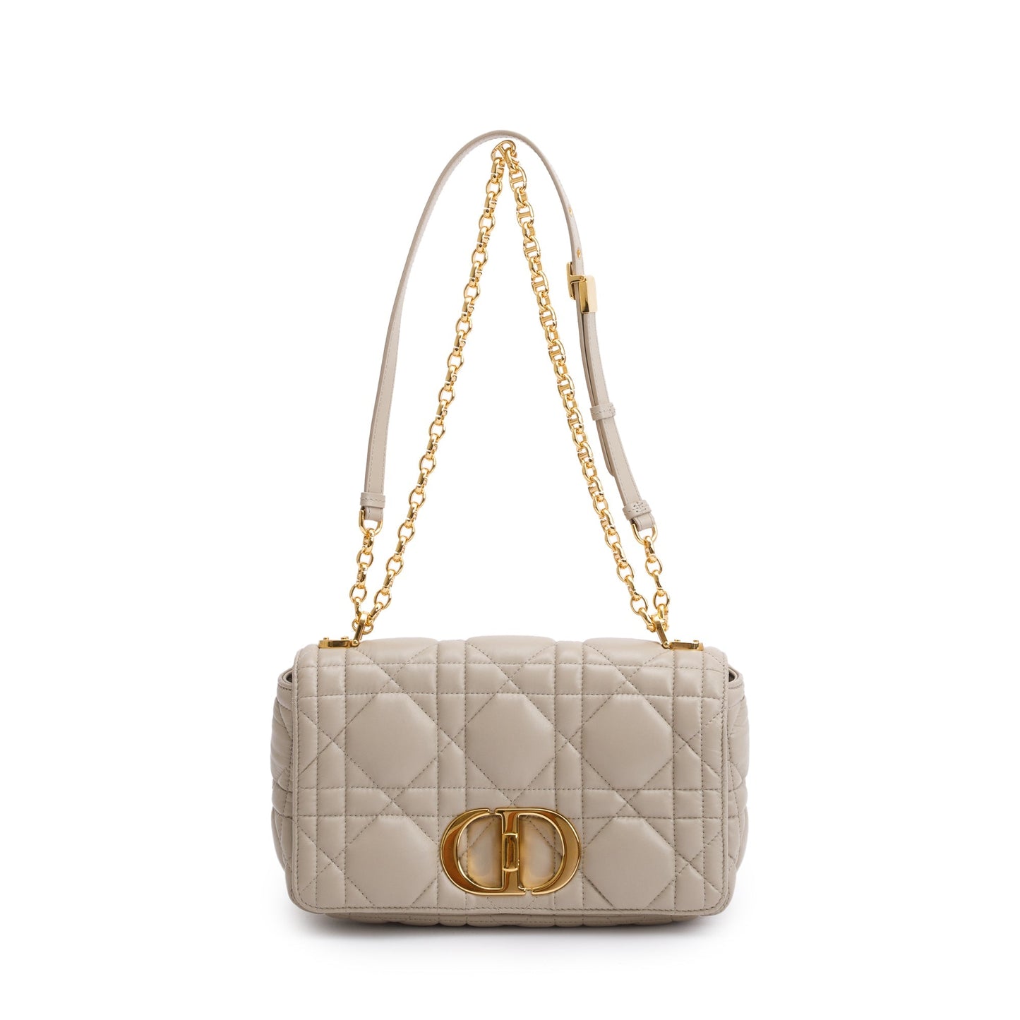 Christian Dior 2022 Taupe Supple Cannage Calfskin Leather Medium Dior Caro Bag