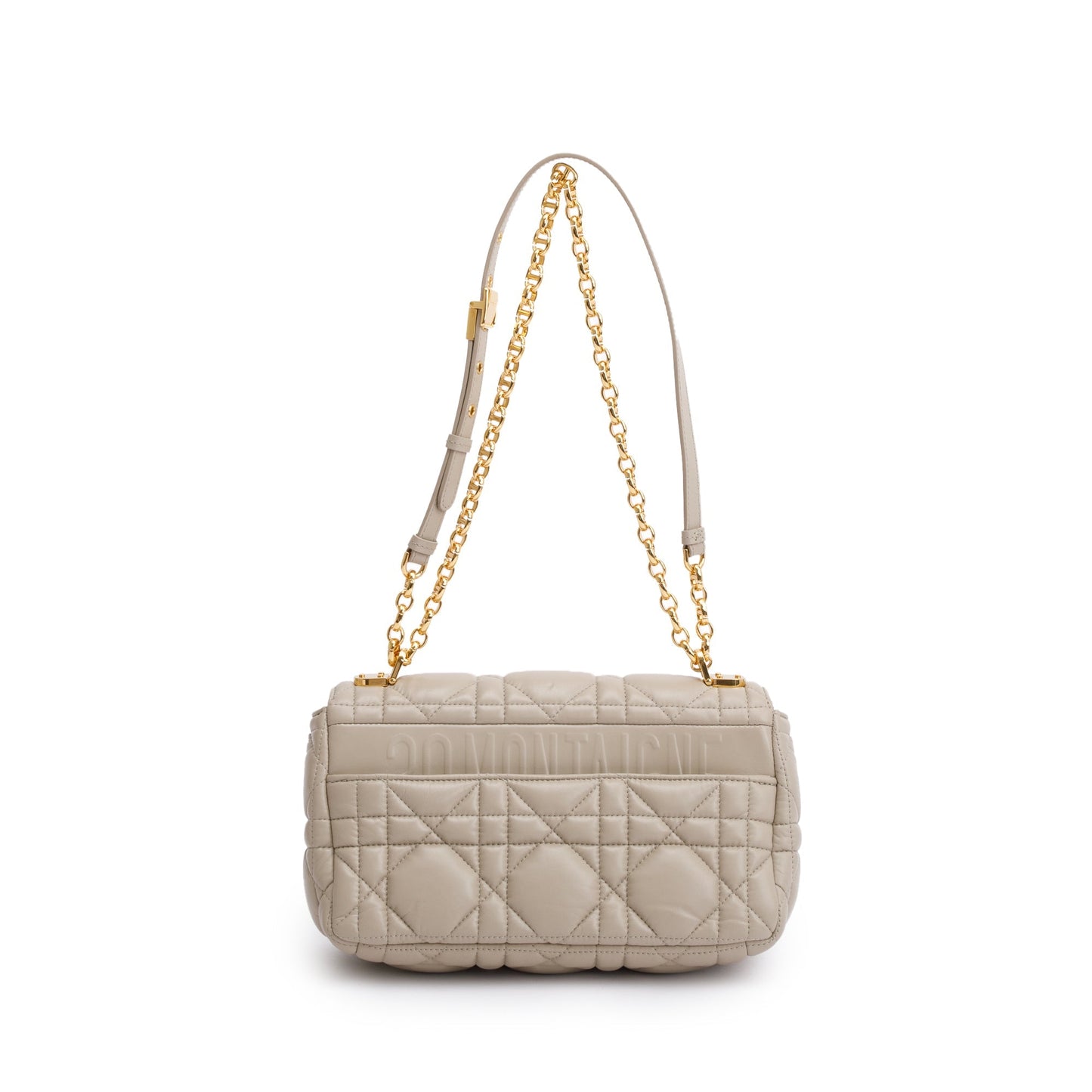 Christian Dior 2022 Taupe Supple Cannage Calfskin Leather Medium Dior Caro Bag