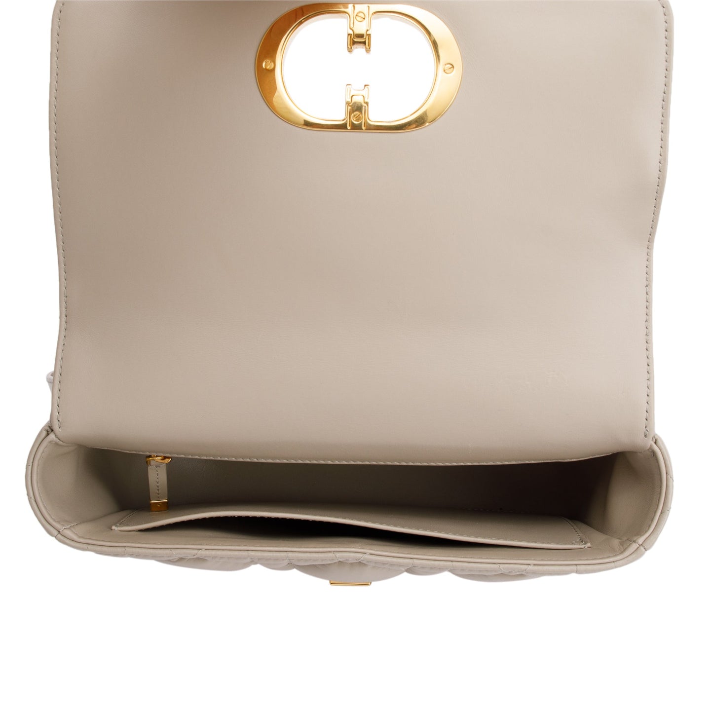 Christian Dior 2022 Taupe Supple Cannage Calfskin Leather Medium Dior Caro Bag