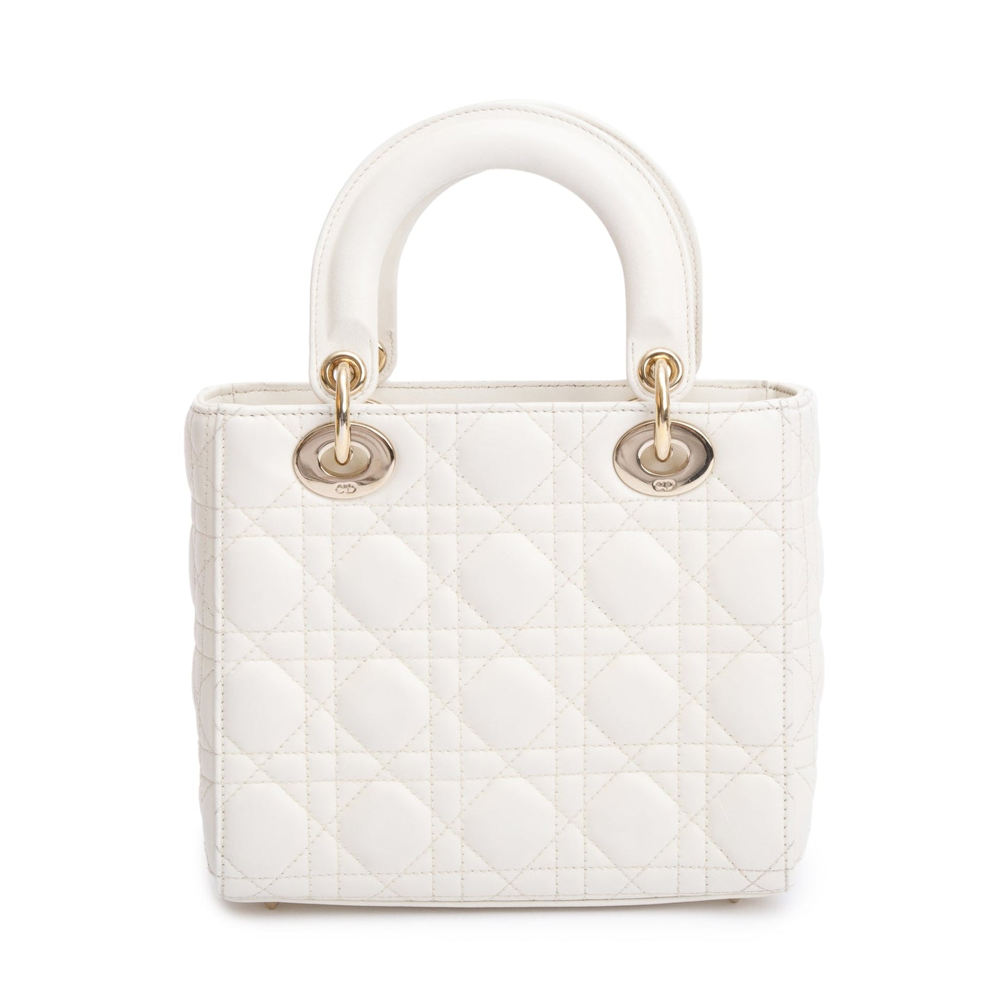 Christian Dior 2022 White Cannage Lambskin Leather Small Lady Dior My AbCDior Bag