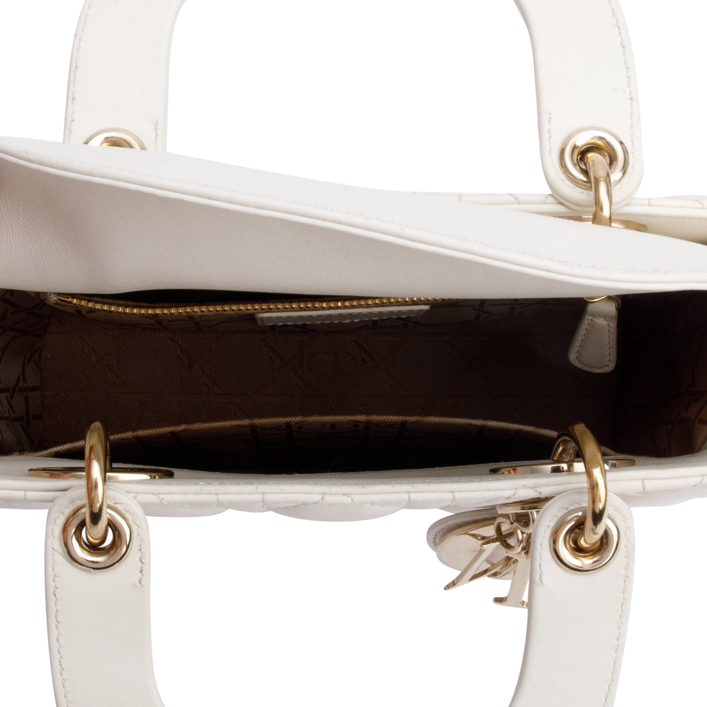 Christian Dior 2022 White Cannage Lambskin Leather Small Lady Dior My AbCDior Bag
