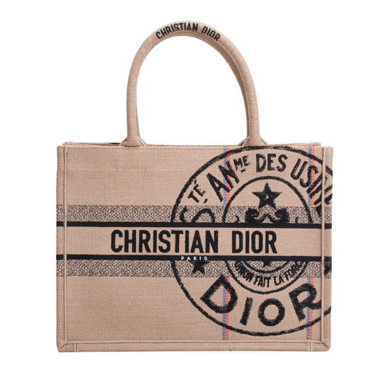 Christian Dior 2023 Beige Canvas L'Union Fait La Force Medium Book Tote