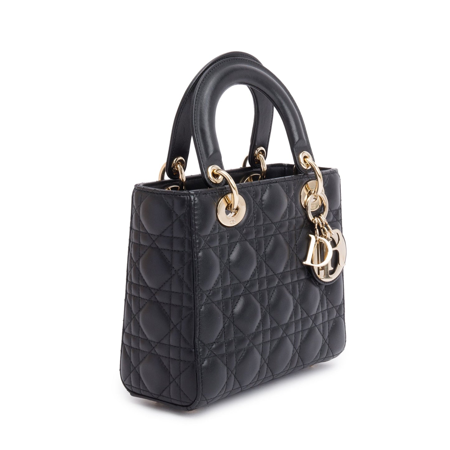 Christian Dior 2023 Black Cannage Lambskin Leather Small Lady Dior Bag