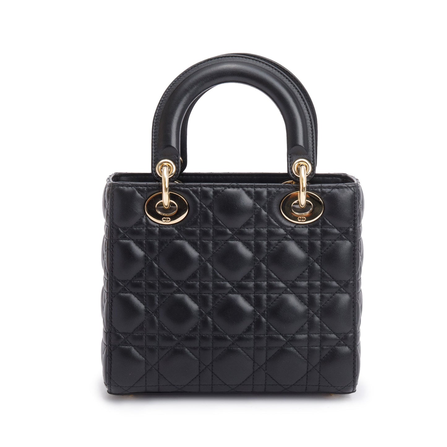 Christian Dior 2023 Black Cannage Lambskin Leather Small Lady Dior Bag