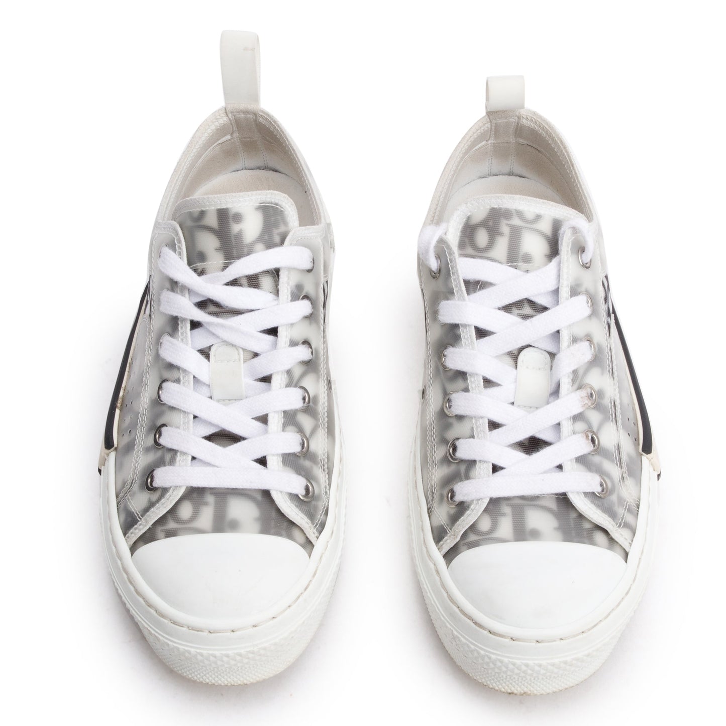 Christian Dior 2023 Black/White Oblique Transparent Canvas B23 Low Sneakers, Size 38