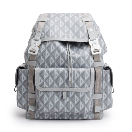 Christian Dior 2023 Grey Diamond Canvas Hit The Road Backpack