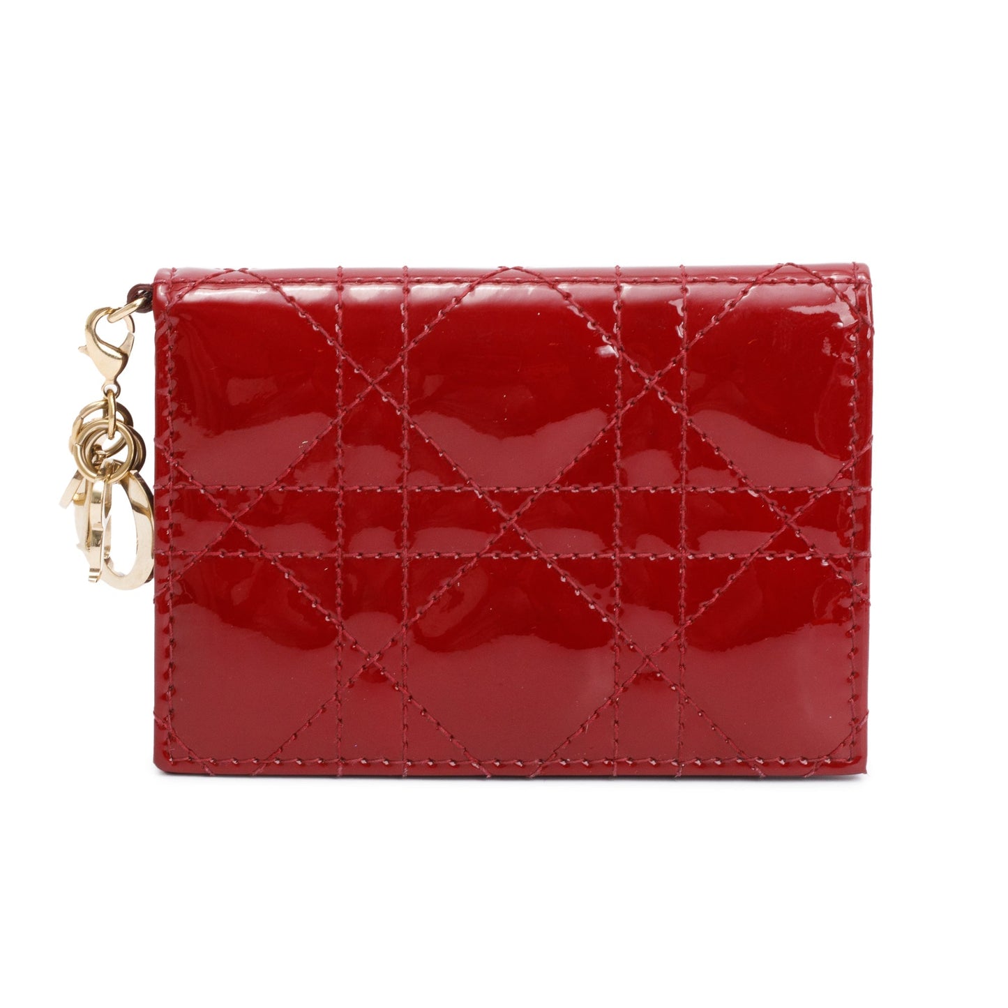 Christian Dior 2023 Red Patent Leather Bloom Flap Card Holder