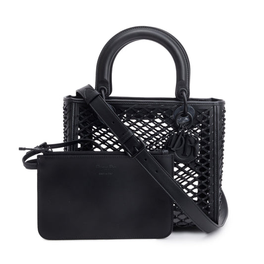 Christian Dior 2024 Black Leather So Black Medium Lady Dior Bag