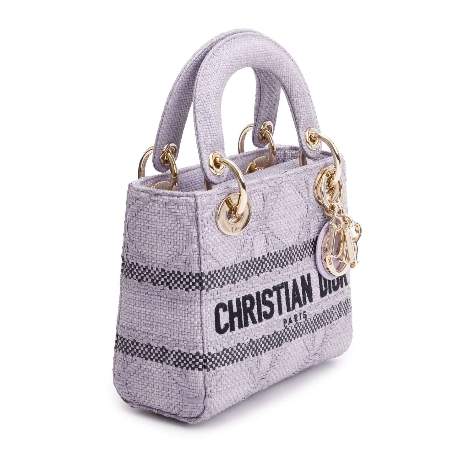 Christian Dior 2024 Purple Cannage Raffia Mini Lady D-Lite Bag