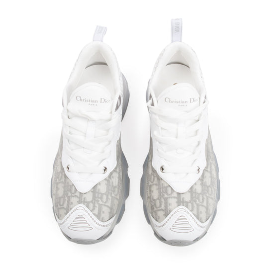 Christian Dior 2024 White/Grey Oblique Canvas and Transparent Rubber Vibe  Sneakers, Size 38.5
