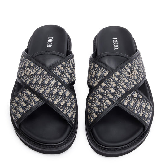 Christian Dior Beige & Black Oblique Jacquard Alias Sandal, Size 42